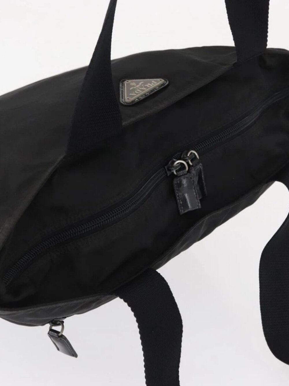 PRADA Tote Bag Nylon Black Silver Auth - Picture 11 of 16
